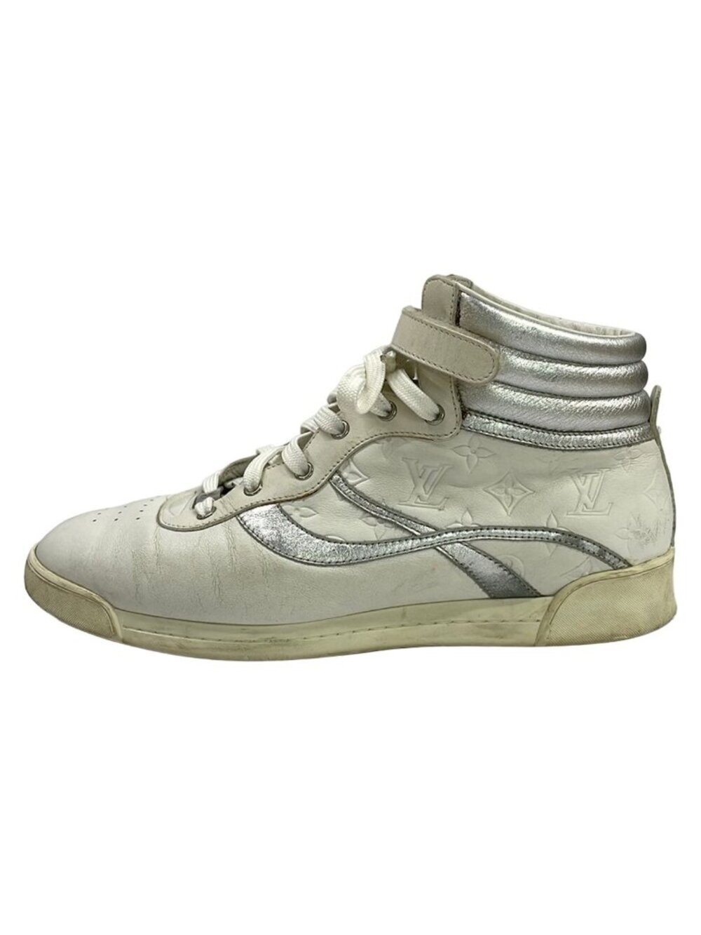 Louis Vuitton Sneakers White Silver High Cut Leather